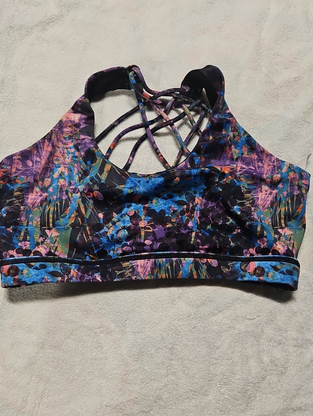 Constantly Varied Gear Purple & Blue Floral Strappy Sports Bra